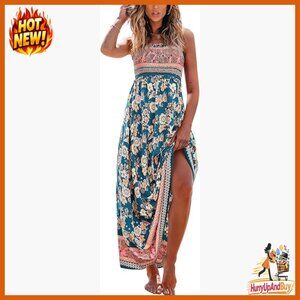 Maxi Dress Smocked Ruffled Spaghetti Straps A-Line Formal Casual Summer Sundress